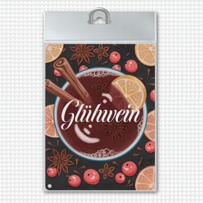 Mulled wine with ingredients motif - decorative metal sign for the Christmas season