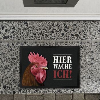 Je garde ici ! Paillasson Coq 3