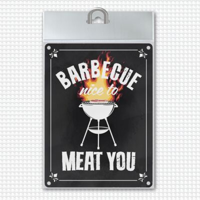 Barbecue - piacevole per la carne Cartello in metallo per grigliate