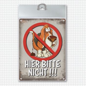 Plaque en métal sans motif de toilettes pour chiens et disant : Pas ici, s'il vous plaît ! 1