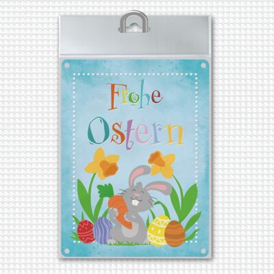 Happy easter with cute easter bunny metal sign