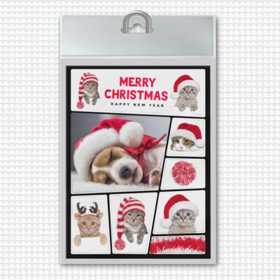 Merry Christmas Dogs and Cats Magnets Set of 8