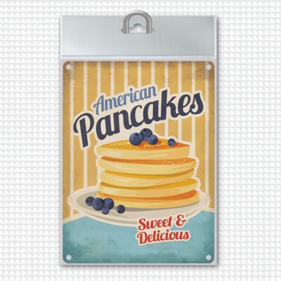 Cartello in metallo con motivo American Diner Classics - Pancakes