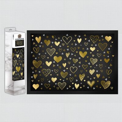 Golden hearts doormat
