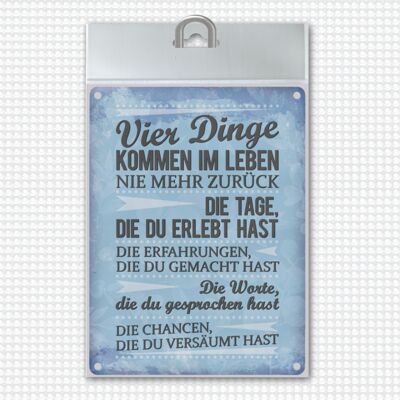 Quattro cose nella vita non tornano mai più Citazione motivazionale segno di metallo