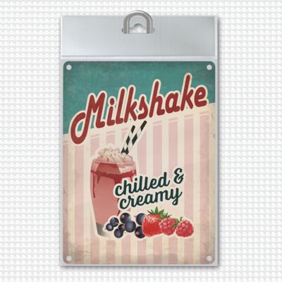 Plaque en métal avec American Diner Classics - motif Milkshake