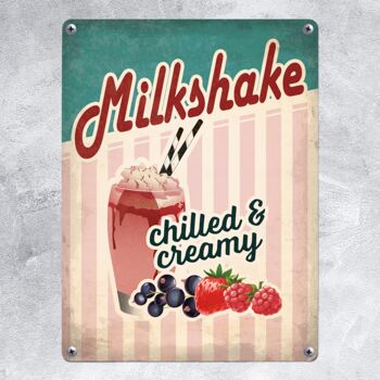 Plaque en métal avec American Diner Classics - motif Milkshake 2