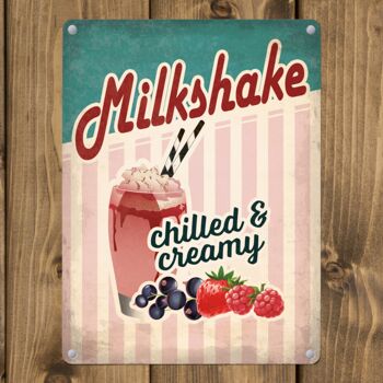 Plaque en métal avec American Diner Classics - motif Milkshake 3