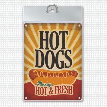 Plaque en métal avec American Diner Classics - motif Hot Dogs 1