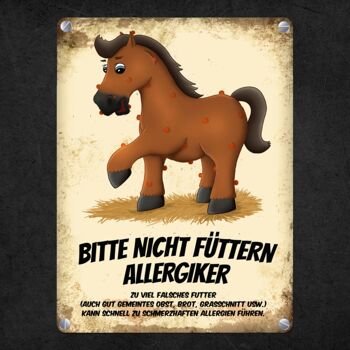 Plaque en métal avec motif cheval et disant : Veuillez ne pas nourrir - personnes allergiques 4
