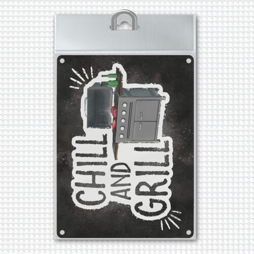 Chill and grill Metallschild mit Elektrogrill Motiv