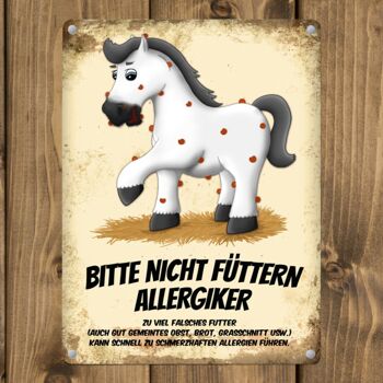 Plaque en métal avec motif de cheval blanc et disant : Veuillez ne pas nourrir - personnes allergiques 3