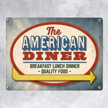 Plaque en métal avec motif Classic American Diner 2