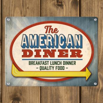Plaque en métal avec motif Classic American Diner 3