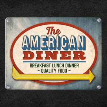 Plaque en métal avec motif Classic American Diner 4