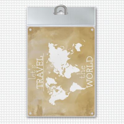 Let's travel the world world map metal sign