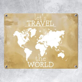 Let's travel the world carte du monde en métal 2