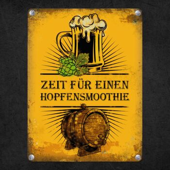 Plaque en métal avec motif de bière et inscription : time for a hop smoothie 4