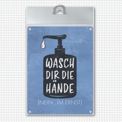 Wasch dir die Hände Metallschild mit Hygienehinweis