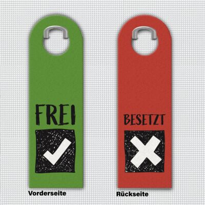 Vacant or occupied door hangers with symbols in green and red