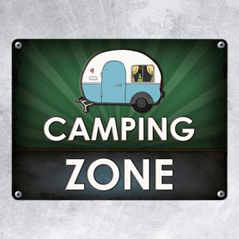 Panneau en métal camping zone caravane 2
