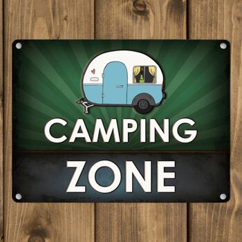 Panneau en métal camping zone caravane 3