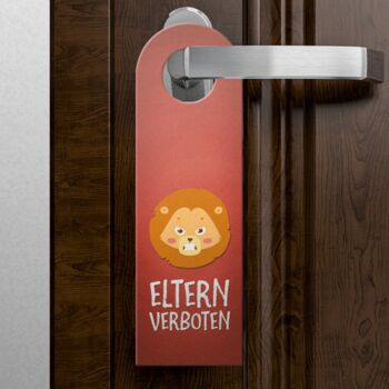 Parents interdits ou bienvenus affichette de porte avec lion 2