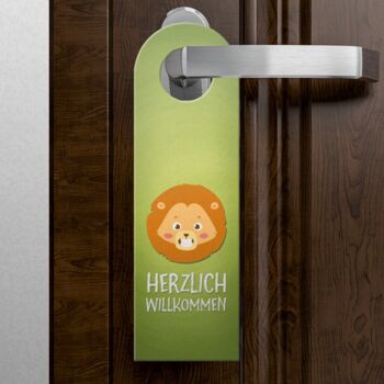 Parents interdits ou bienvenus affichette de porte avec lion 3