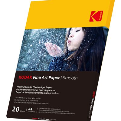 Kodak - 20 Feuilles De Papier Photo 230g/m², A4, Jet D'encre Effet Lisse - 9891092
