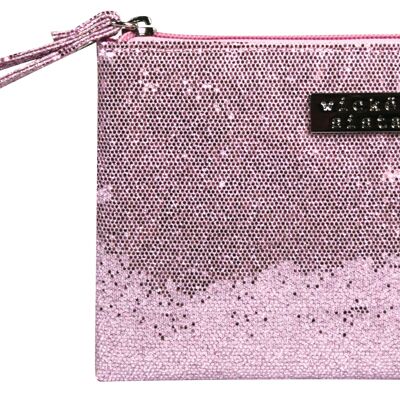 Bag Glitter Large Flat Purse with Wristlet Pink Cosmetic Case Bag