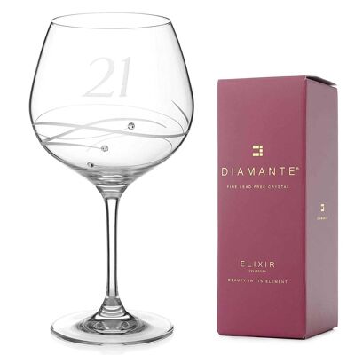 21st Birthday Crystal Gin Glass Adorned With Swarovski Crystals - Single Glass
