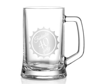 Chope à bière 40e anniversaire – Chope à bière avec slogan « Fantastic Forty » – Verre durable volumineux