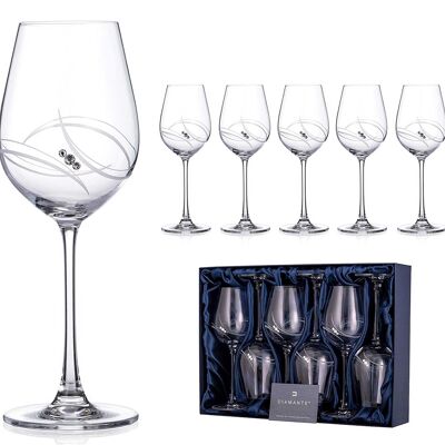 6 Pieces Swarovski Atlantis White Wine Glasses Adorned With Crystals