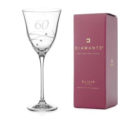 60th Birthday Champagne Flute Adorned With Swarovski Crystals - Single Glass