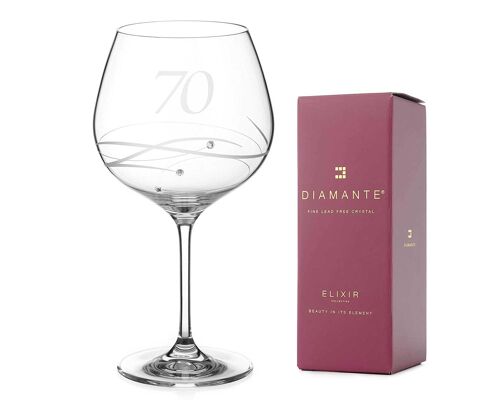 70th Birthday Gin Glass Adorned With Swarovski Crystals - Single Glass