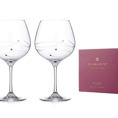 A Pair Of Spiral Gin Copa Glasses With Swarovski Crystals - Perfect Gift