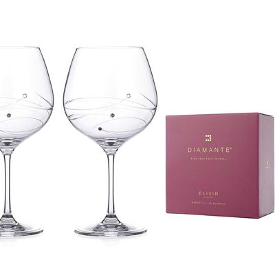A Pair Of Spiral Gin Copa Glasses With Swarovski Crystals - Perfect Gift
