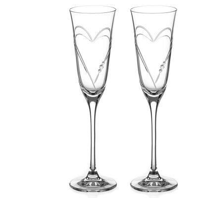 Beloved Hearts Crystal Champagne Flutes - Set Of 2