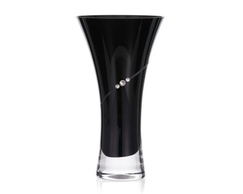 Black Trumpet Vase 'silhouette' - Small Hand Cut Crystal Vase With Swarovski Crystals - 18cm