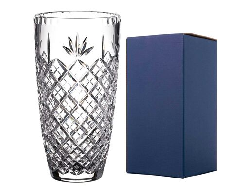 Crystal Barrel Vase - Made From 24% Lead Crystal With Blank Engraving Panel - Vase Prepared For Personalisation (18.5 Cm)