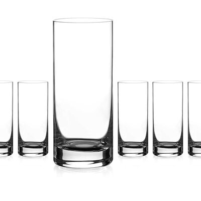 Crystal Hi Ball Glasses, Water Or Long Drink Glasses 'claudia', Lead Free Crystal, Set Of 6