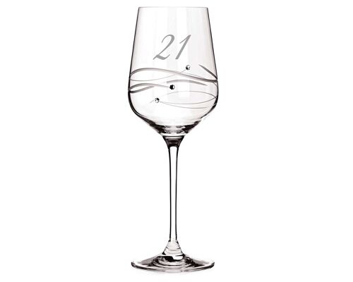 Diamante 21st Birthday Wine Glass - ''just For You" - Single Wine Glass Present In Gift Box
