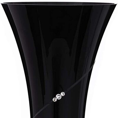 Diamante Black Silhouette Hollow Sided Vase With Swarovski Crystals 25 Cm