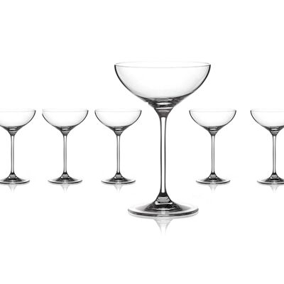 Diamante Champagne Cocktail Saucers Coupes - Set Of 6