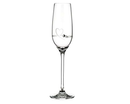 Diamante Champagne Flute - 'petit Heart - Single Crystal Champagne Or Prosecco Glass With Swarovski Crystals