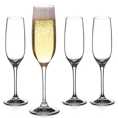 Diamante Champagne Flutes Crystal Prosecco Glasses - 'everyday' Collection Undecorated Crystal - Set Of 4