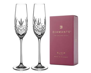 Flûtes à Champagne Diamante Verres à Prosecco en Cristal - Flûtes Traditionnelles Coupées à la Main "buckingham" - Lot de 2