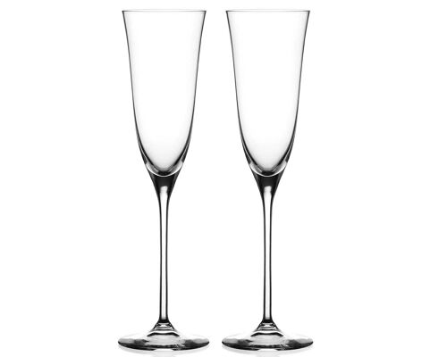 Diamante Champagne Flutes Crystal Prosecco Glasses - ‘kate’ Collection Undecorated Crystal - Set Of 2
