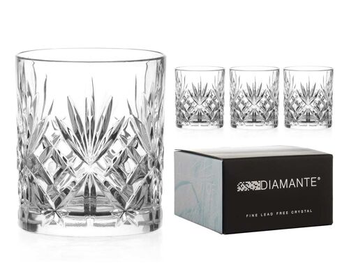 Diamante Chatsworth Whisky Tumblers - Premium Lead Free Crystal - Set Of 4