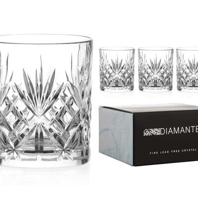 Diamante Chatsworth Whisky Tumblers - Premium Lead Free Crystal - Set Of 4